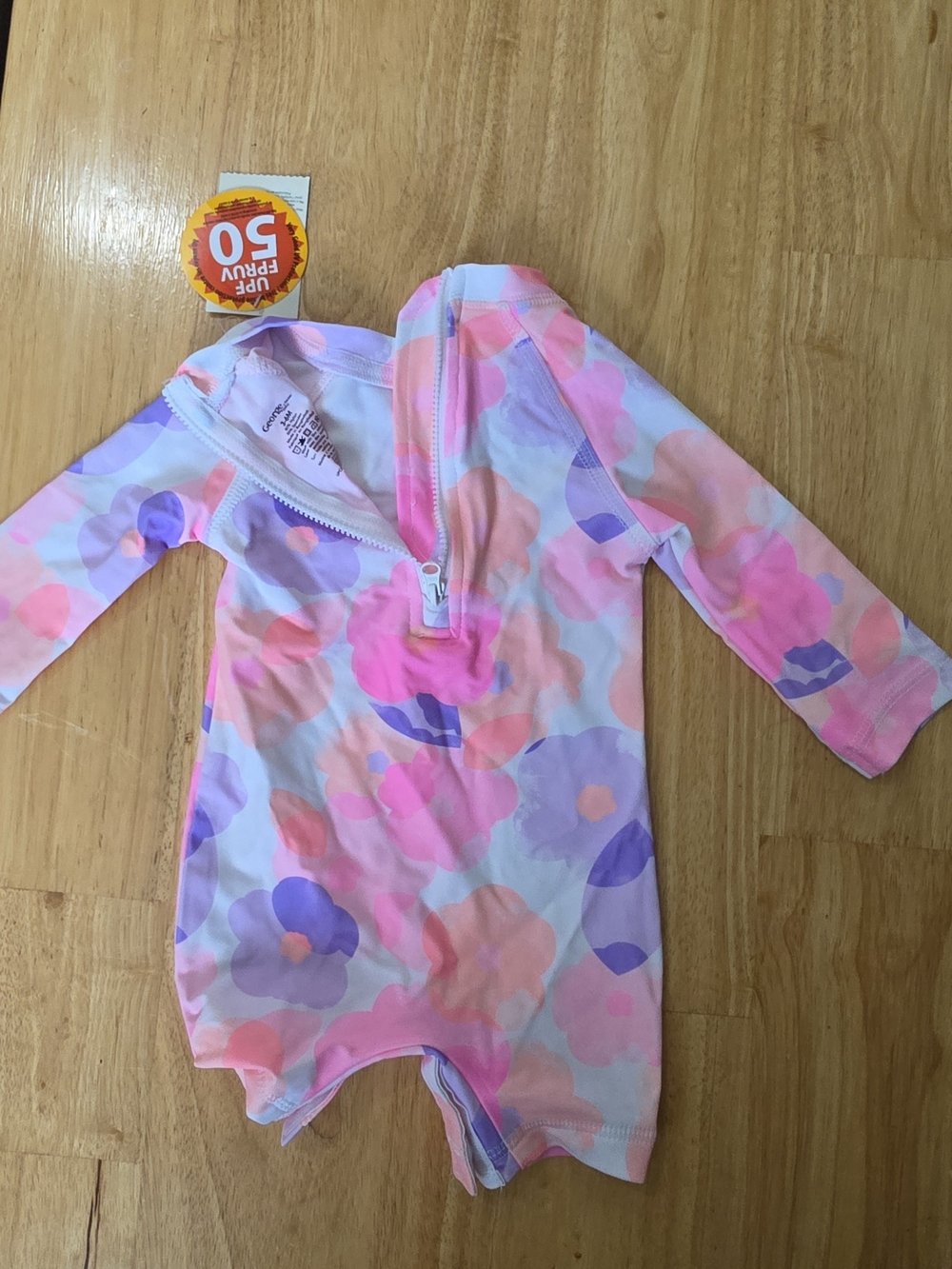 George Kids Floral Long-Sleeve Swim Suit in Pink and Purple